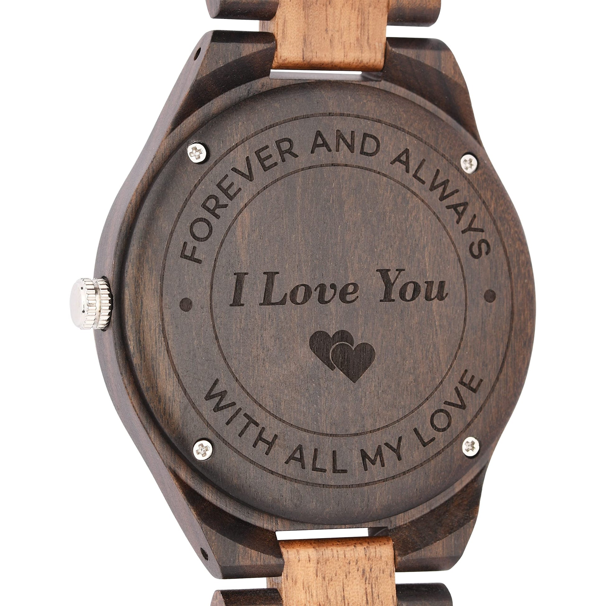 LMWOOD Engraved Wood Watch for Men Personalized Wooden Watch Anniversary Birthday Watch for Husband Boyfriend Dad Son with Customized Engraving - WoodArtSupply