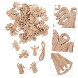 MAGICLULU 50pcs Wooden Angel Pendant Unfinished Wooden Chips Angel Wings for Crafts Christmas Wood Cutouts Blank Angel Wing Angel Christmas Ornaments MAGICLULU