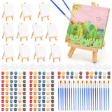 Auihiay 12 Sets Mini Canvases for Painting, Art Canvas Painting Kit with 4 x 4 Inch Mini Canvas and Stretched Easel, Acrylic Paint, Brush, Palette, Auihiay