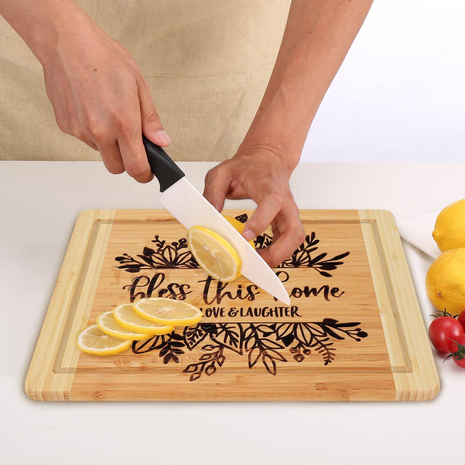 Engraved Cutting Board,New Home Owner Gifts, Housewarming Gifts - Bless This Home, With Love & Laughter - WoodArtSupply