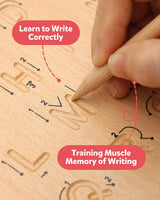 Coogam Wooden Letters Practicing Board, Double-Sided Alphabet Tracing Tool Learning to Write ABC Educational Toy Game Fine Motor Montessori Gift for Coogam