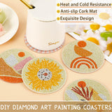 UPINS 8Pcs Boho Diamond Art Painting Coasters for Drinks DIY Coaster Diamond Art Kits for Adults Kids Beginners Diamond Art Craft Supplies (Boho) UPINS
