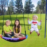 Swing Set for Backyard, 440lbs Swing Set with Heavy-Duty A-Frame Metal Outdoor Swing Stand, 1 Saucer Swing Seat & 1 Belt Swings Seat Lunafun