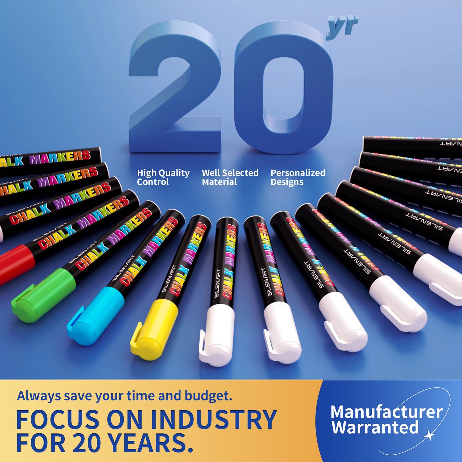 SILENART White Chalk Markers - 6 Pack White Dry Erase Markers Pen - Liquid Chalk Markers for Chalkboard Signs, Windows, Blackboard, Glass - 6mm SILENART