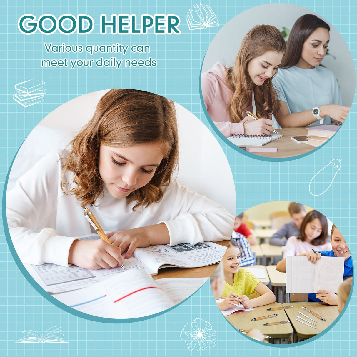 Fainne Engraving Bamboo Pens Bulk Natural Wood Retractable Bamboo Pen with Extra Black Ink Refills Ballpoint Pen Journaling Pen, Gift for Fainne