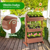 S AFSTAR Wooden Vertical Raised Garden Bed, 3 Tiers Tiltable Elevated Garden Planter w/3 Drainage Container Boxes & Tiltable Planter, Standing S AFSTAR