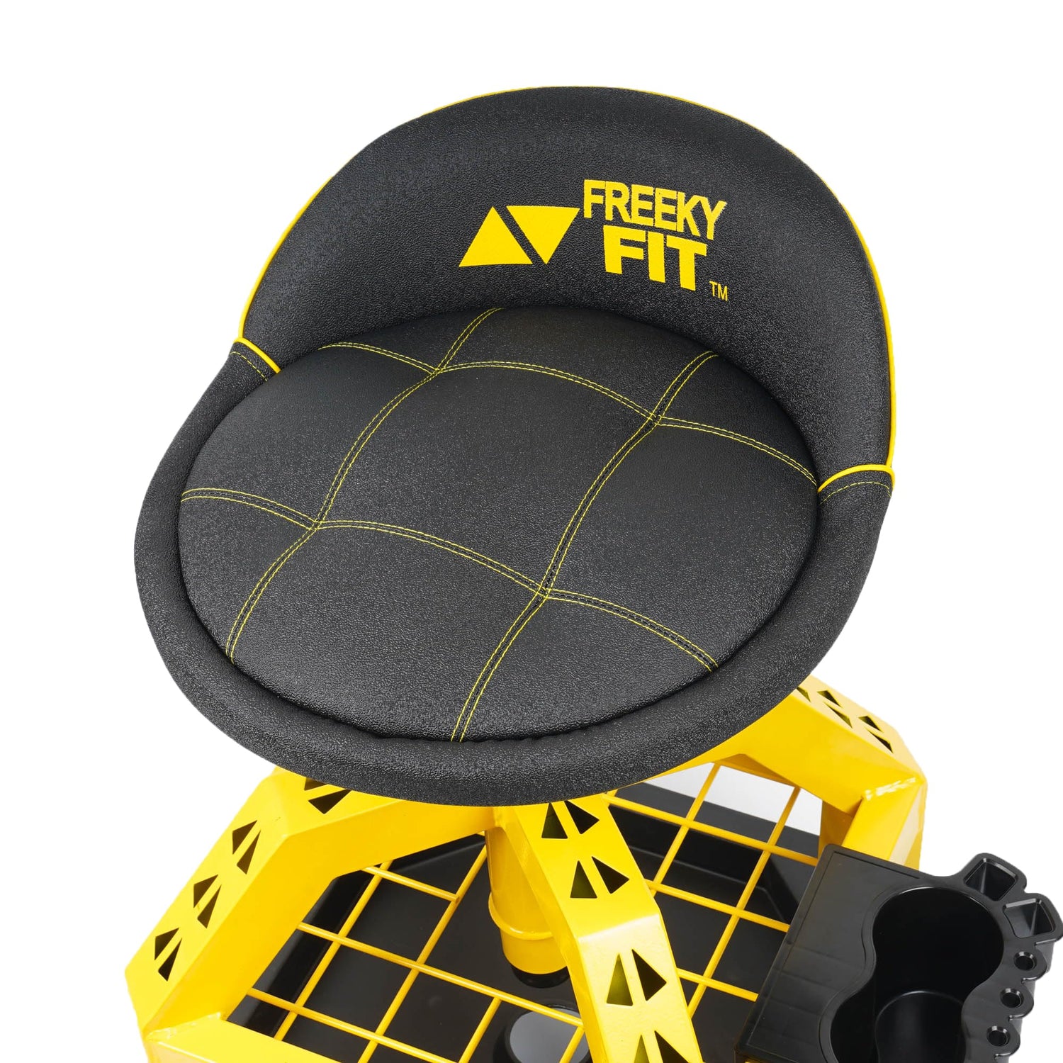 FreekyFit Rolling Shop Stool for Garage with Casters, DO02-Adjustable Height 360° Swivel Shop Seat with Tool Tray Storage, 330 LBS Capacity Padded FreekyFit