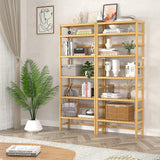 Homykic 6-Tier Bamboo Bookcase - Adjustable Free Standing Storage Shelf for Home and Office Homykic