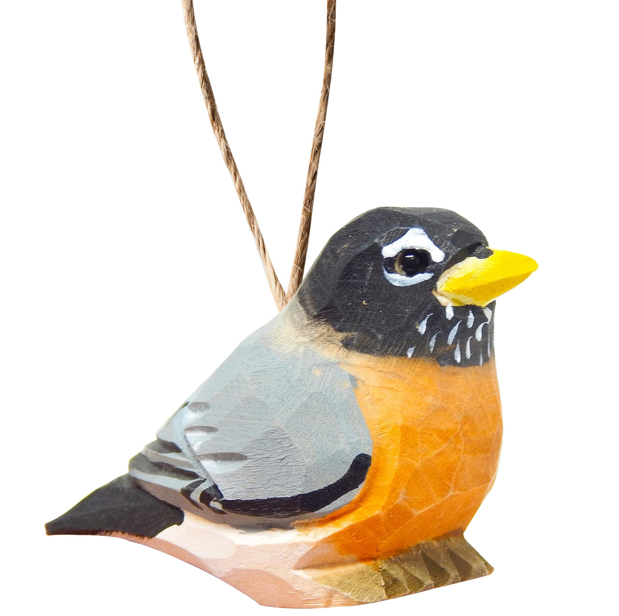 Selsela Robin Bird Wood Ornament Hanging Animal Figurine Handmade Carved Decoration Selsela