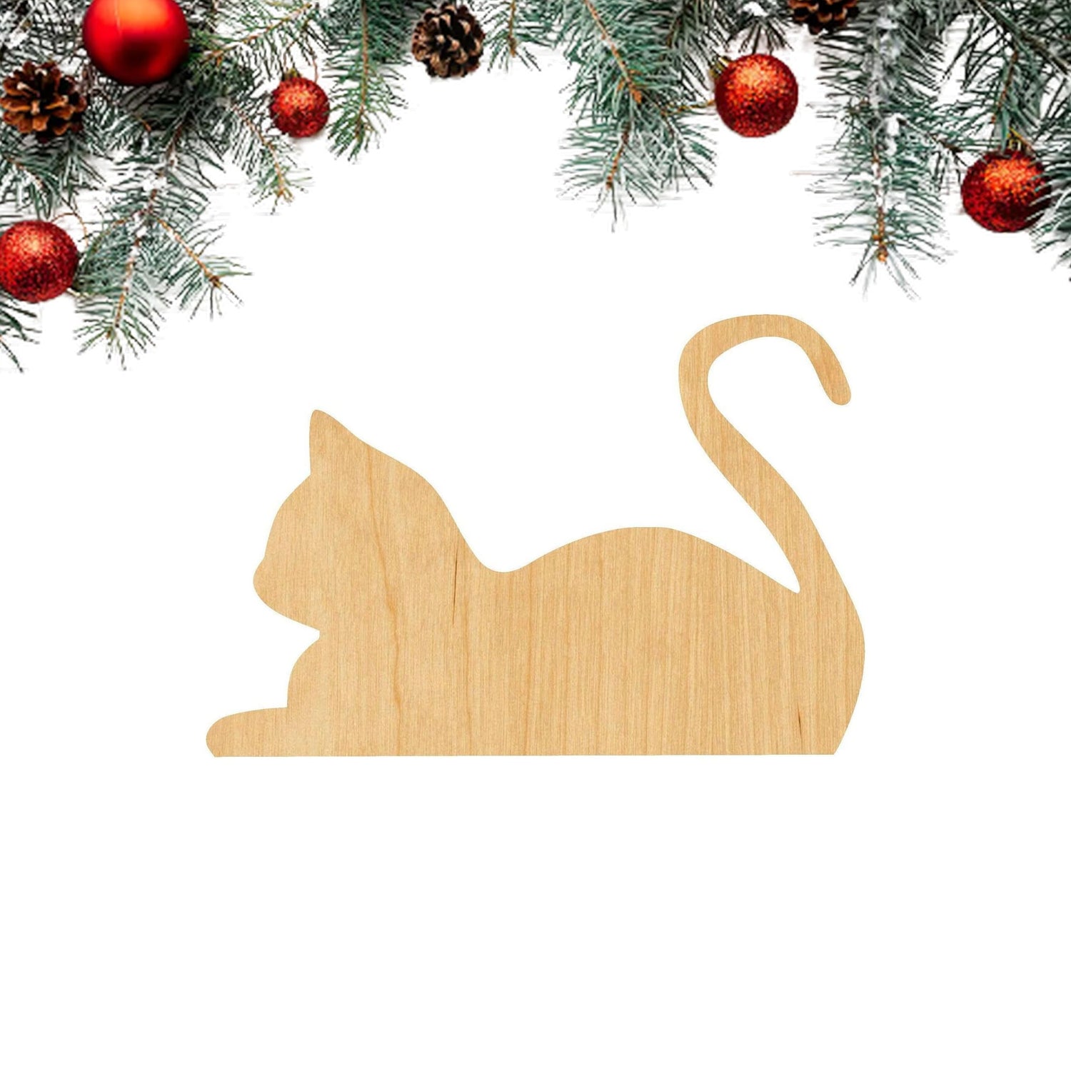 3 Pcs Cat Laying Down Supply 3" Wooden Shape Ornaments Unique Unpainted Smooth Surface Unfinished Laser Cutout Wood Sheets Boards for Crafts 1/8 Inch Generic