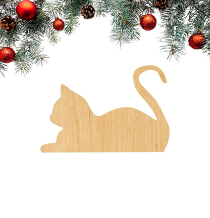3 Pcs Cat Laying Down Supply 3" Wooden Shape Ornaments Unique Unpainted Smooth Surface Unfinished Laser Cutout Wood Sheets Boards for Crafts 1/8 Inch