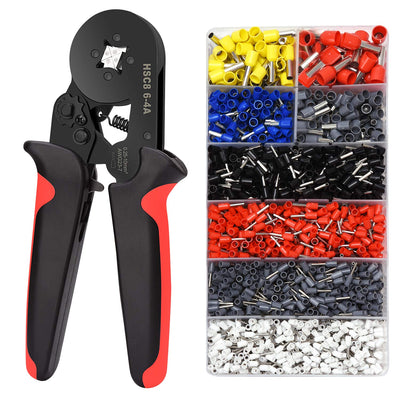 Ferrule Crimping Tools Wire Pliers - 1800 PCS Wire Ferrules with Crimpers Pliers Kit for Electricians, Adjustable Ratchet Tools with Terminals