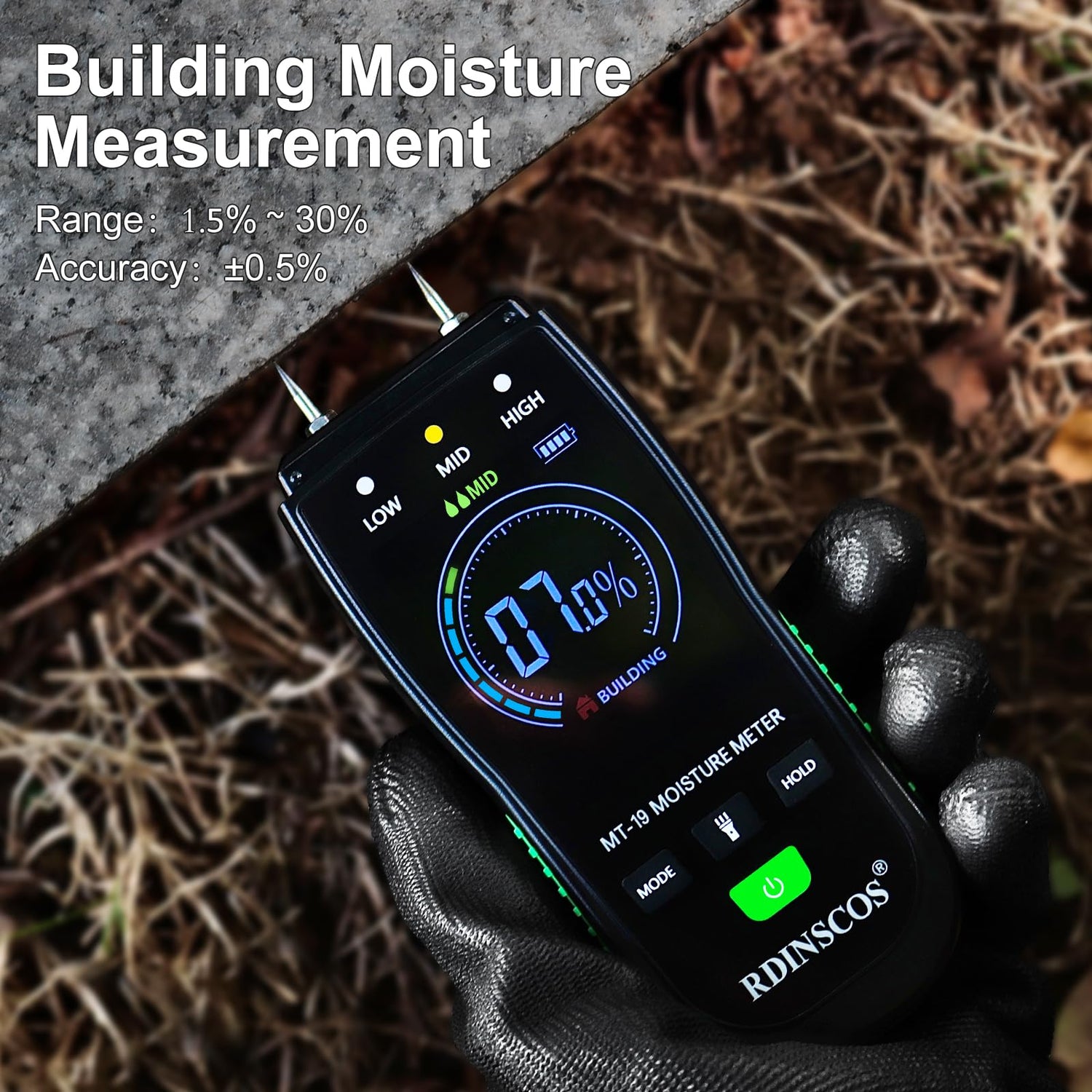Wood Moisture Meter, Firewood Moisture Tester, Drywall Moisture Detector Professional Moisture Content Meter Lumber Logs Concrete Floors Carpet RDINSCOS