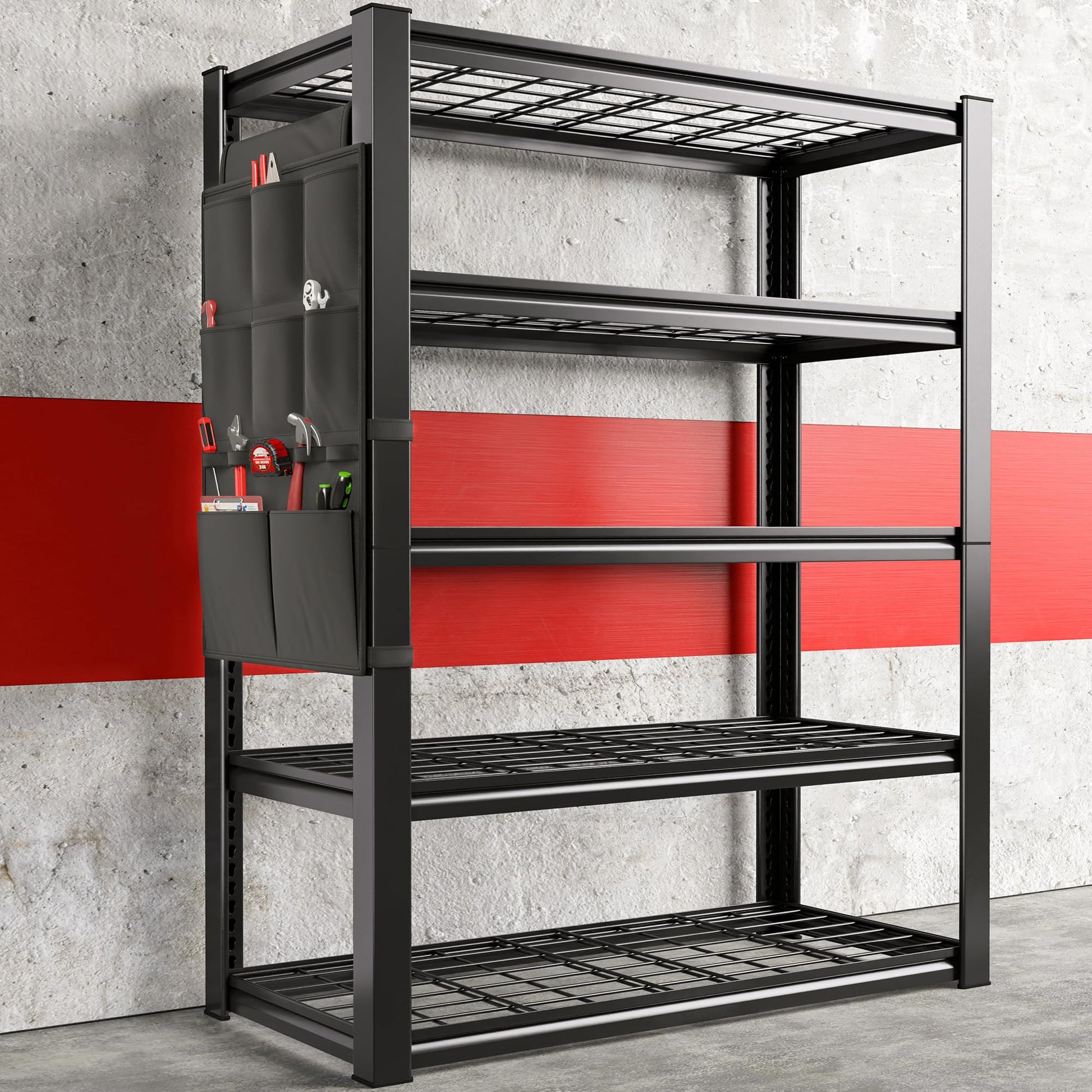 REIBII Garage Shelving Heavy Duty Load 2000LBS Garage Storage Shelves with Bag 5 Tier Adjustable Metal Storage Shelving for Gagrage Shelves Storage - WoodArtSupply