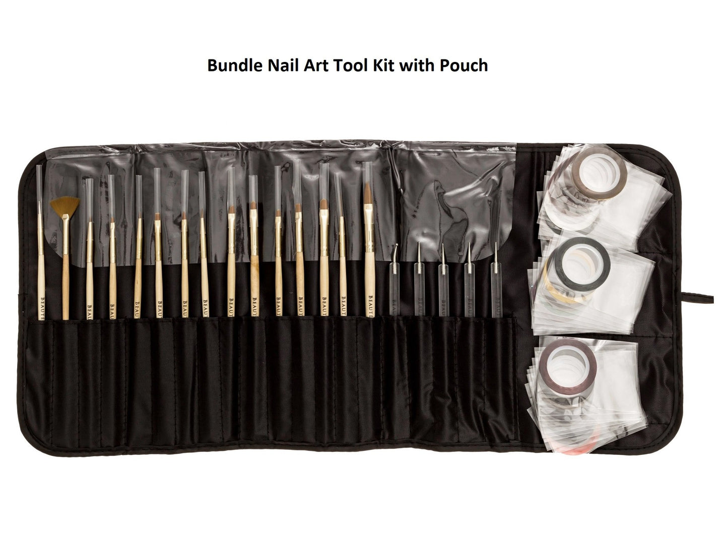 Beaute Galleria Bundle 50 Pieces Nail Art Tool Kit with Pouch - 5 Pieces Dotting Tool Marbleizing Pen (10 Sizes), 15 Pieces Acrylic Gel Detailing - WoodArtSupply