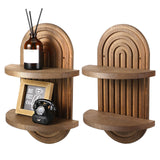 Wenqik 2 Pcs Boho 3D Arch Wooden Rainbow Wall Shelves Rustic Double Available Floating Hanging Shelf Mount Book Shelf Retro Holders for Nursery Wenqik