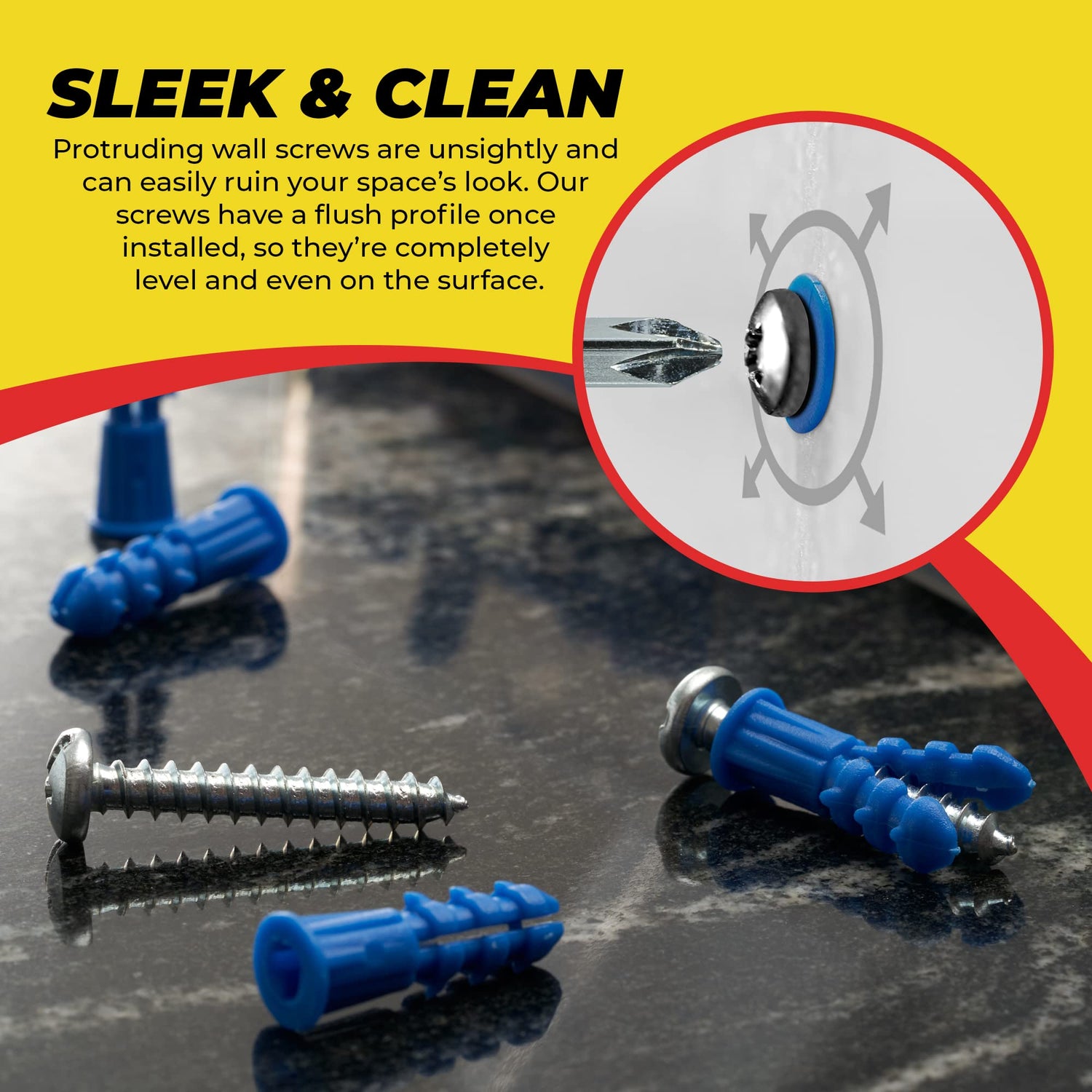 Qualihome Ribbed Plastic Drywall Anchor Kit - Wall Anchors and Screws for Drywall Includes Anchors, & Screws, 1 Masonry Drill Bit - Mounting Tolls Qualihome