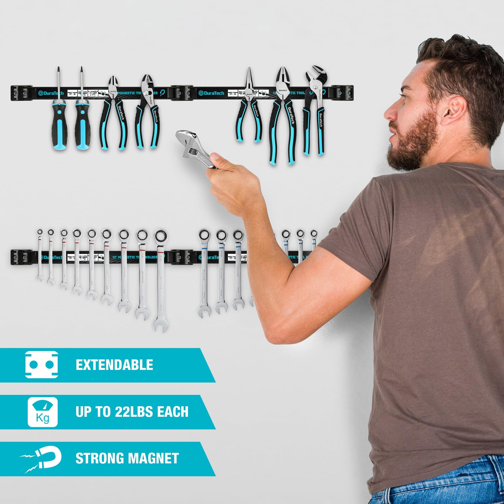 DURATECH 4 Pack 12" Magnetic Tool Holder Strip, Heavy Duty Magnetic Tool Bar, Magnetic Space Saving Tool Organizer with Mounting Screws for Garage, - WoodArtSupply