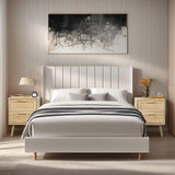 Finnhomy Nightstand, End Table, Side Table with 2 Hand Made Rattan Decorated Drawers, Nightstands Set of 2, Wood Accent Table with Storage for Finnhomy