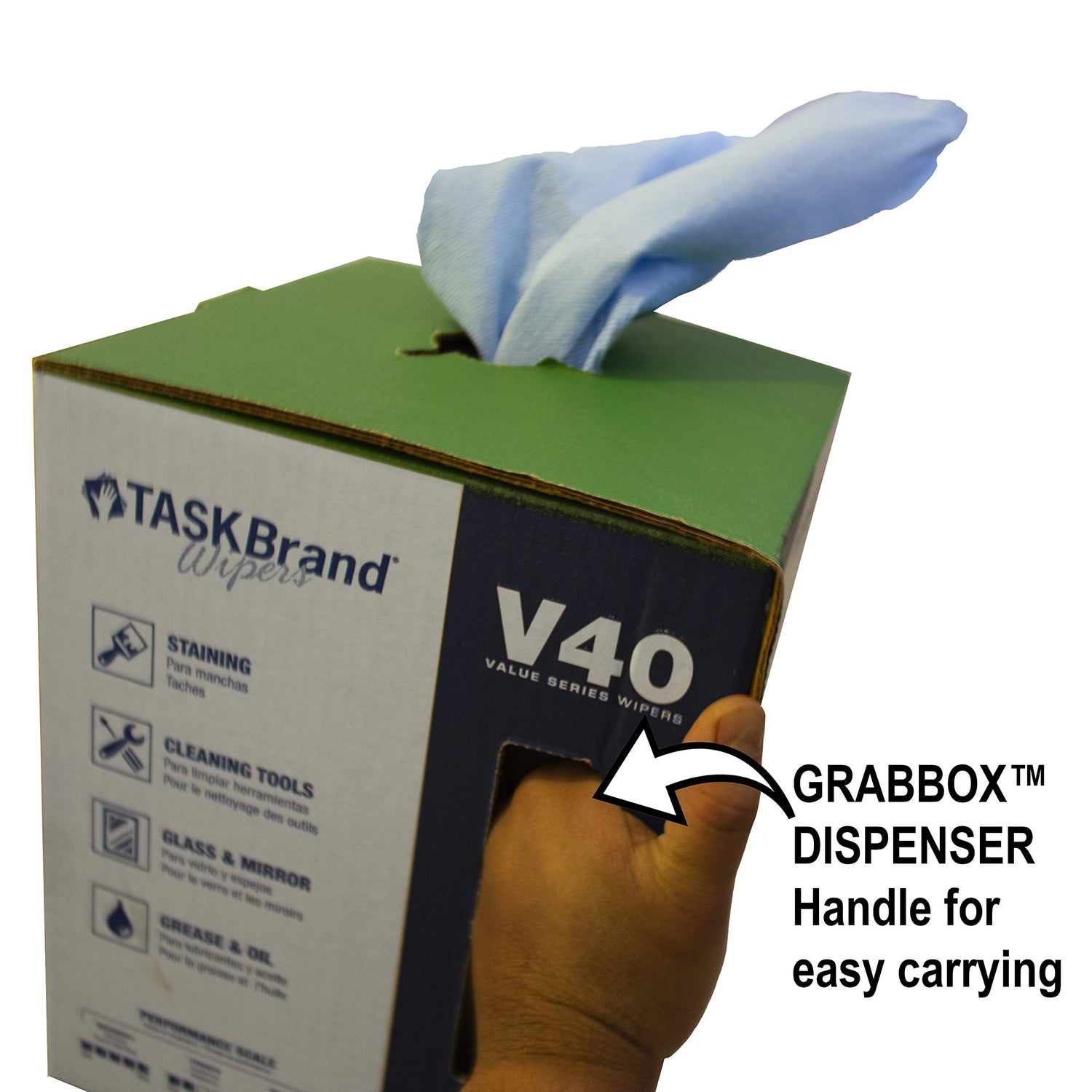 TaskBrand N-V040CGB Blue V40 Value Series Center Pull Wiper Sheets, All-Purpose Disposable Cleaning Towels, 10 x 12 Inches, Blue, Roll of 200 TaskBrand