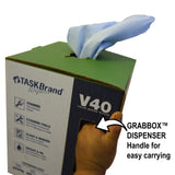 TaskBrand N-V040CGB Blue V40 Value Series Center Pull Wiper Sheets, All-Purpose Disposable Cleaning Towels, 10 x 12 Inches, Blue, Roll of 200 TaskBrand
