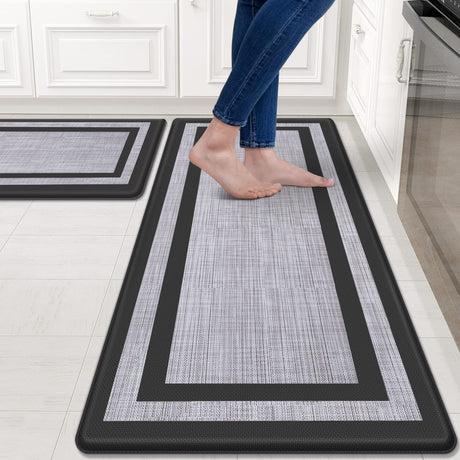 Mattitude Kitchen Mat [2 PCS] Cushioned Anti-Fatigue Non-Skid Waterproof Rugs Ergonomic Comfort Standing Mat for Kitchen, Floor, Office, Sink, Mattitude