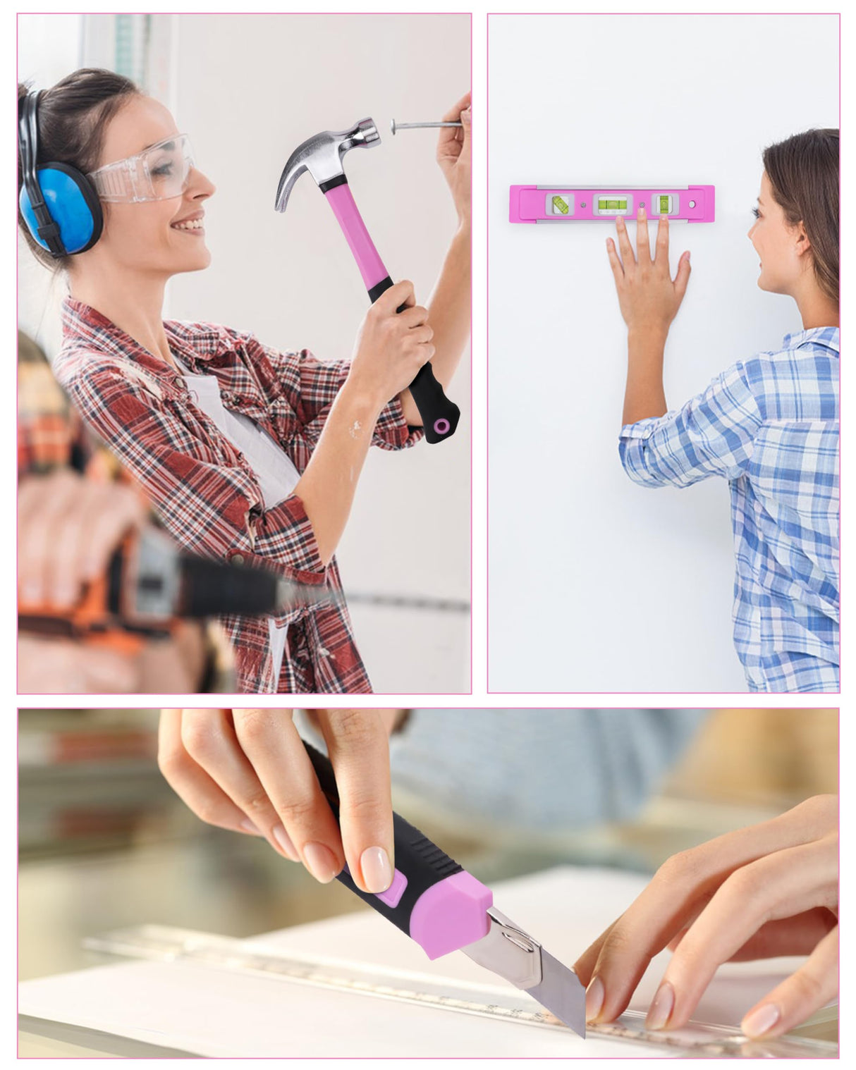 KingTool 267-Piece Tool Kit Set - Pink Tool Set with 21V Crodless Pink Power Drill Driver, Tool kit for Women with Pink Tool Storage Bag, Womens Tool KINGTOOL