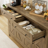 HOSTACK 55" Buffet Sideboard Cabinet with Storage, Modern Farmhouse Coffee Bar Cabinet with Drawers and Shelves, Barn Doors Storage Cabinet for HOSTACK