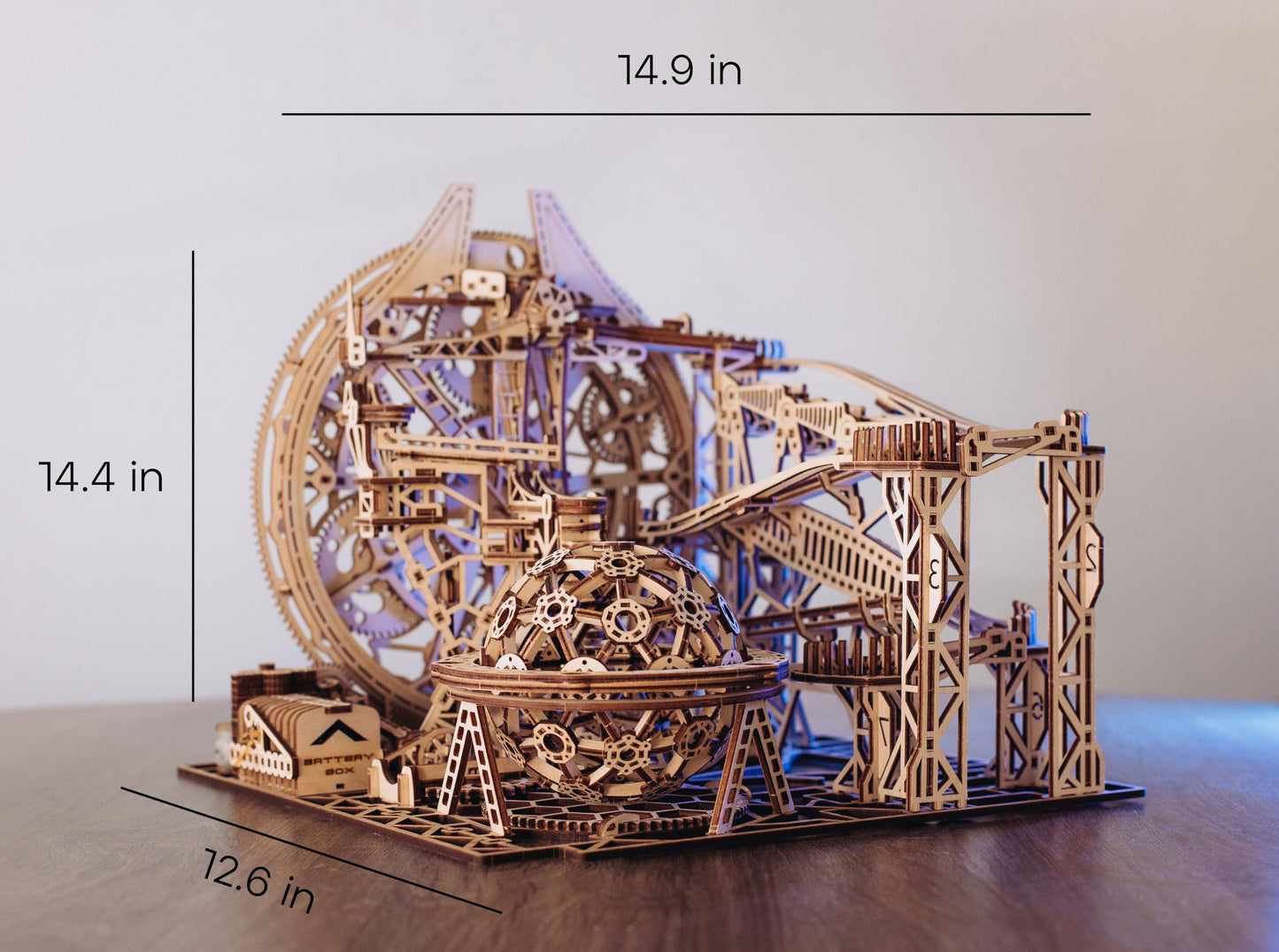 Wood Trick Wooden Marble Run 3D Wooden Puzzles for Adults and Kids to Build - 15x14 in - Electric Driven - Roller Coaster Wooden Model Kits for - WoodArtSupply