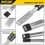HURRICANE 4 Piece Wood Chisel Set for Woodworking, CRV Steel Beveled Edge Sharp Blade with Caps, Extra Large Size Durable PVC High Impact Handle, HURRICANE