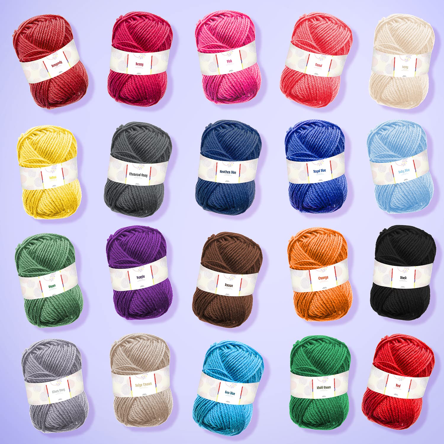 43 Piece Small Crochet Kit for Beginners Adults and Kids with 9 Crochet Hooks Set and 55 Yards of Yarn for Crocheting Set, Canvas Tote Bag and Lots Hearth & Harbor