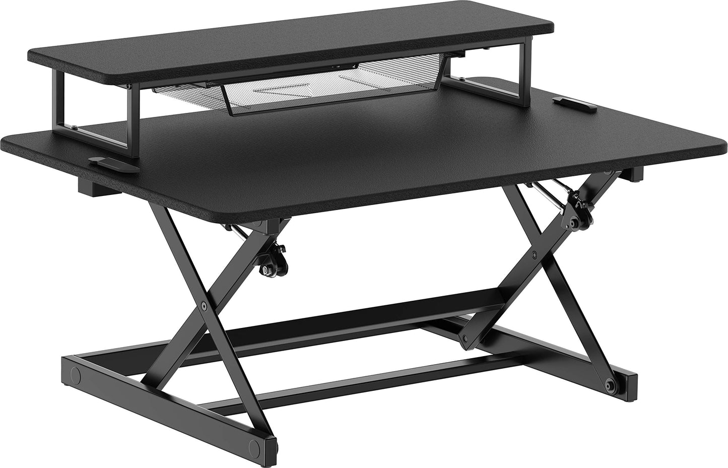 SHW 36-Inch Height Adjustable Standing Desk Sit to Stand Riser Converter Workstation, Black - WoodArtSupply