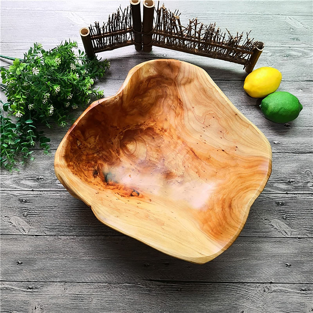 JFFLYIT Creative Wood Bowl Root Carved Bowl Handmade Natural Real Wood Candy Serving Bowl (9"-10") JFFLYIT