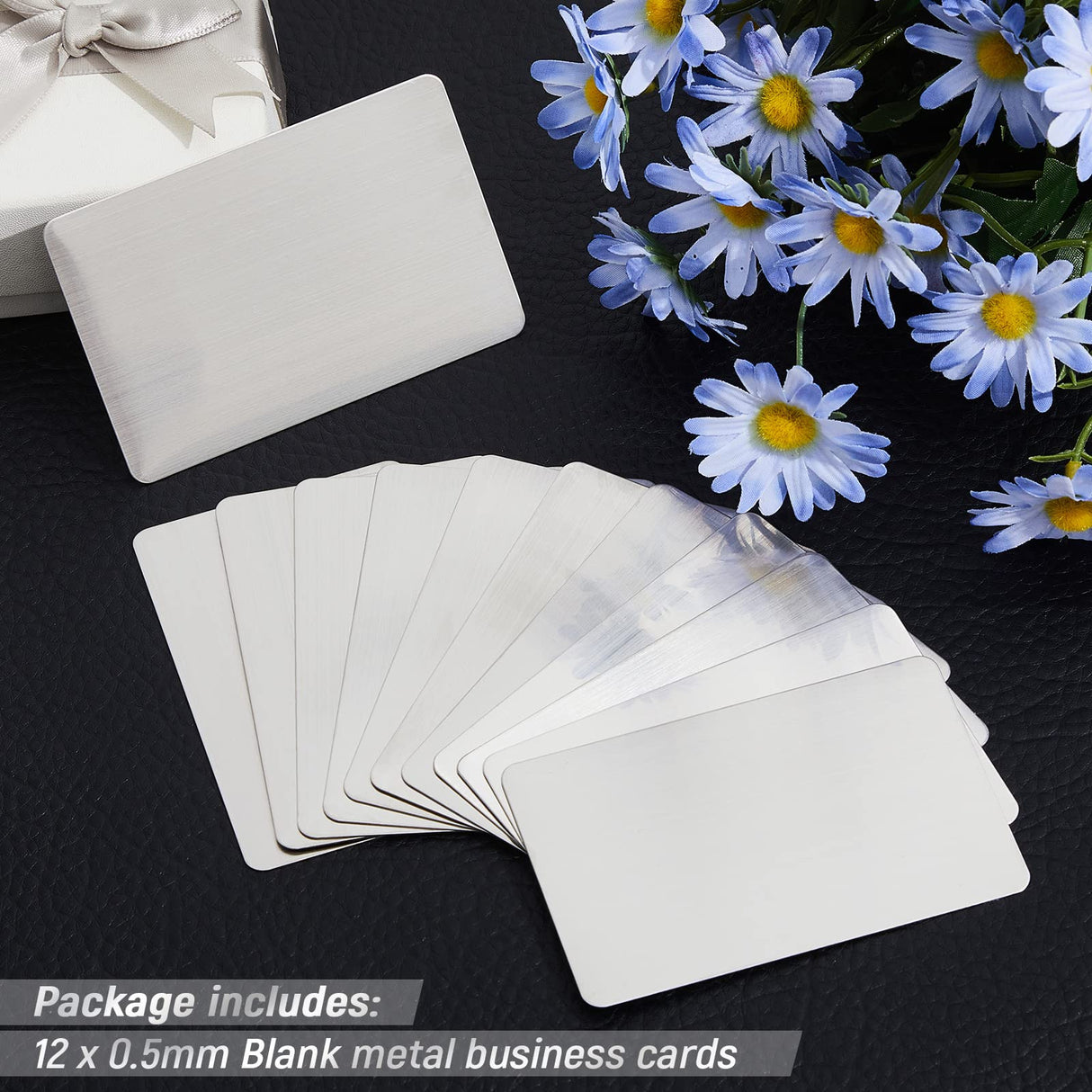 12 Pieces 304 Stainless Steel Metal Business Cards Blank Steel Card Laser Engraving Stainless Cards for House Office Customer DIY Gift Plate Cards, Yunsailing