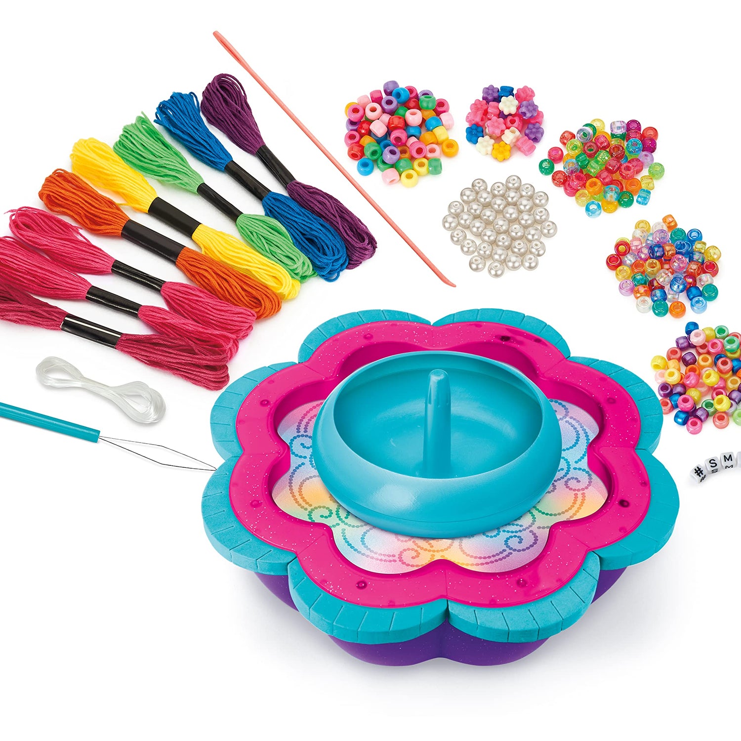CRA-Z-Art Shimmer ‘N Sparkle 2-in-1 Spin & Bead Friendship Studio Bracelet Maker, Ages 8 and up Shimmer and Sparkle