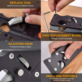 Chamfer Plane-Woodworking Edge Corner Plane with Auxiliary Locator, Hand Plane Suitable for Quick Edge Trimming of Wood (W/4cuters) Eewudwok
