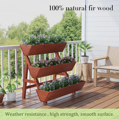 PULIJIAJU 3-Tier Vertical Wooden Garden Bed, freestanding Wood Plant Stand, Outdoor Wood Plant Stand, Planter beds, Raised Planter, Vertical Raised