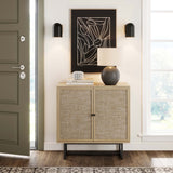 Nathan James Accent Storage Boho Modern Free Standing Buffet Sideboard Cabinet for Hallway, Entryway, Dining Living Room, 1, Light Oak/Black Nathan James