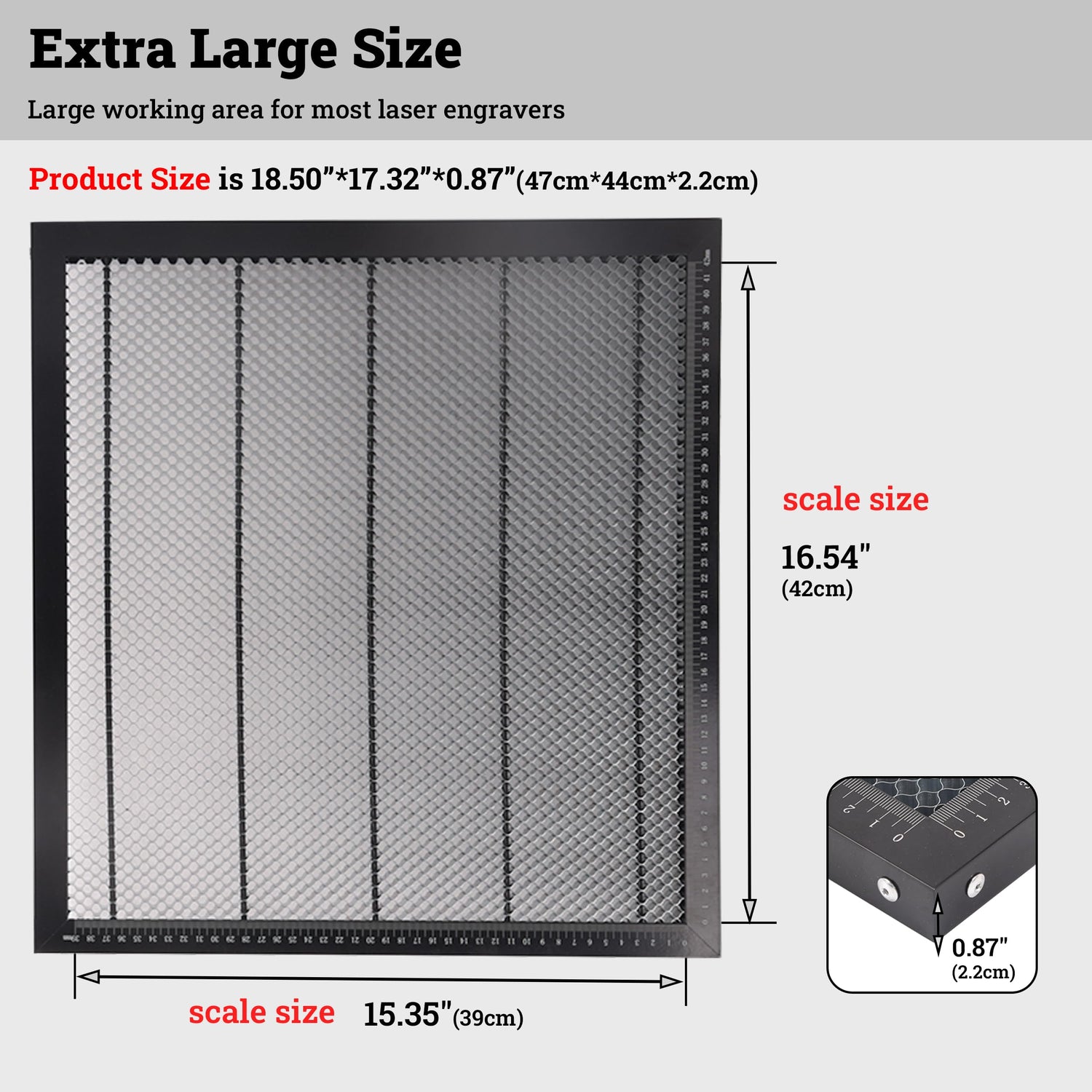 Dawot Laser Honeycomb Working Table 18.5"x17.32"x0.87" Honeycomb Laser Bed for Smooth Edge Cutting, Fast Heat Dissipation and Dawot
