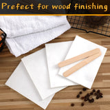 27 Pieces Wood Wax Applicator, Includes 15 White Non-Woven Pads 2 Terry Cloth Buffing Towels and 10 Stirring Sticks for Polishing Cutting Board and Oudain