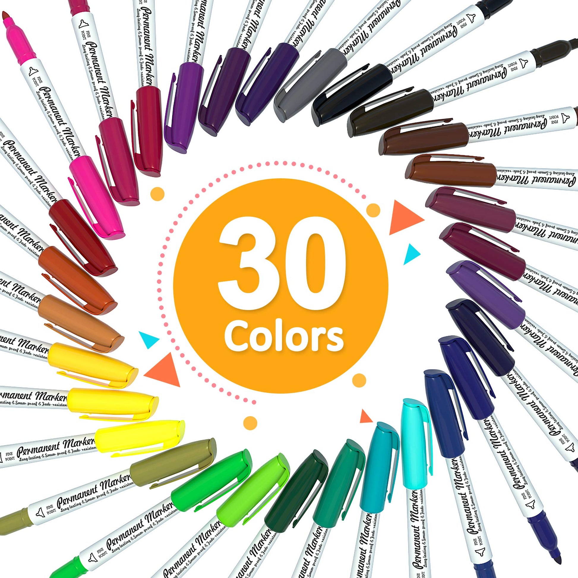 Lelix fabric markers, lelix 30 permanent colors dual tip fabric pens for  writing painting on t