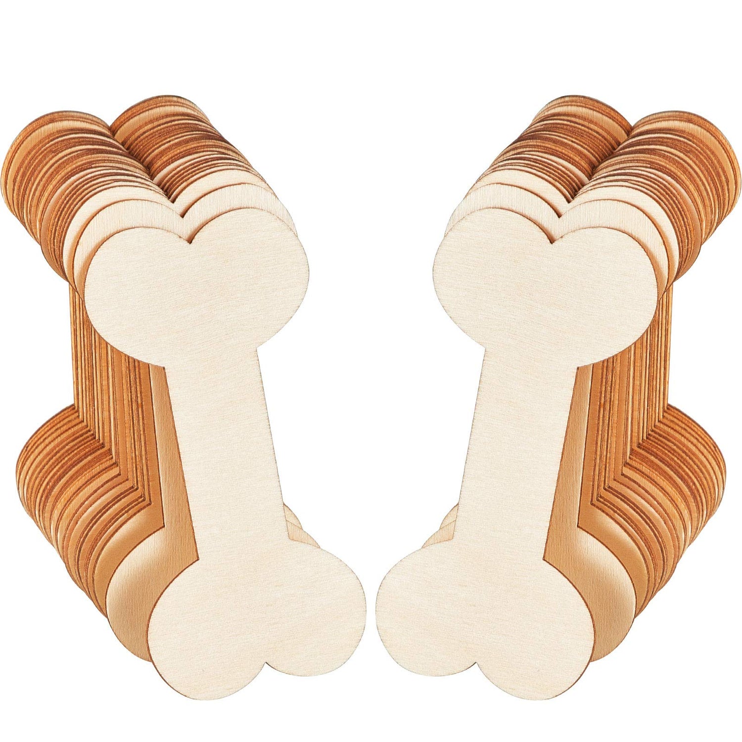 40 Pieces 4.3 x 2.2 Inches Wood Dog Bone Cutouts Unfinished Wood Dog Bone Plain Bone Shaped Wood for Crafts Wooden DIY Projects Home Decoration Jetec