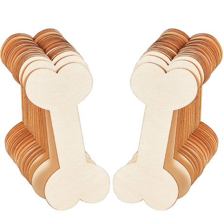 40 Pieces 4.3 x 2.2 Inches Wood Dog Bone Cutouts Unfinished Wood Dog Bone Plain Bone Shaped Wood for Crafts Wooden DIY Projects Home Decoration Jetec