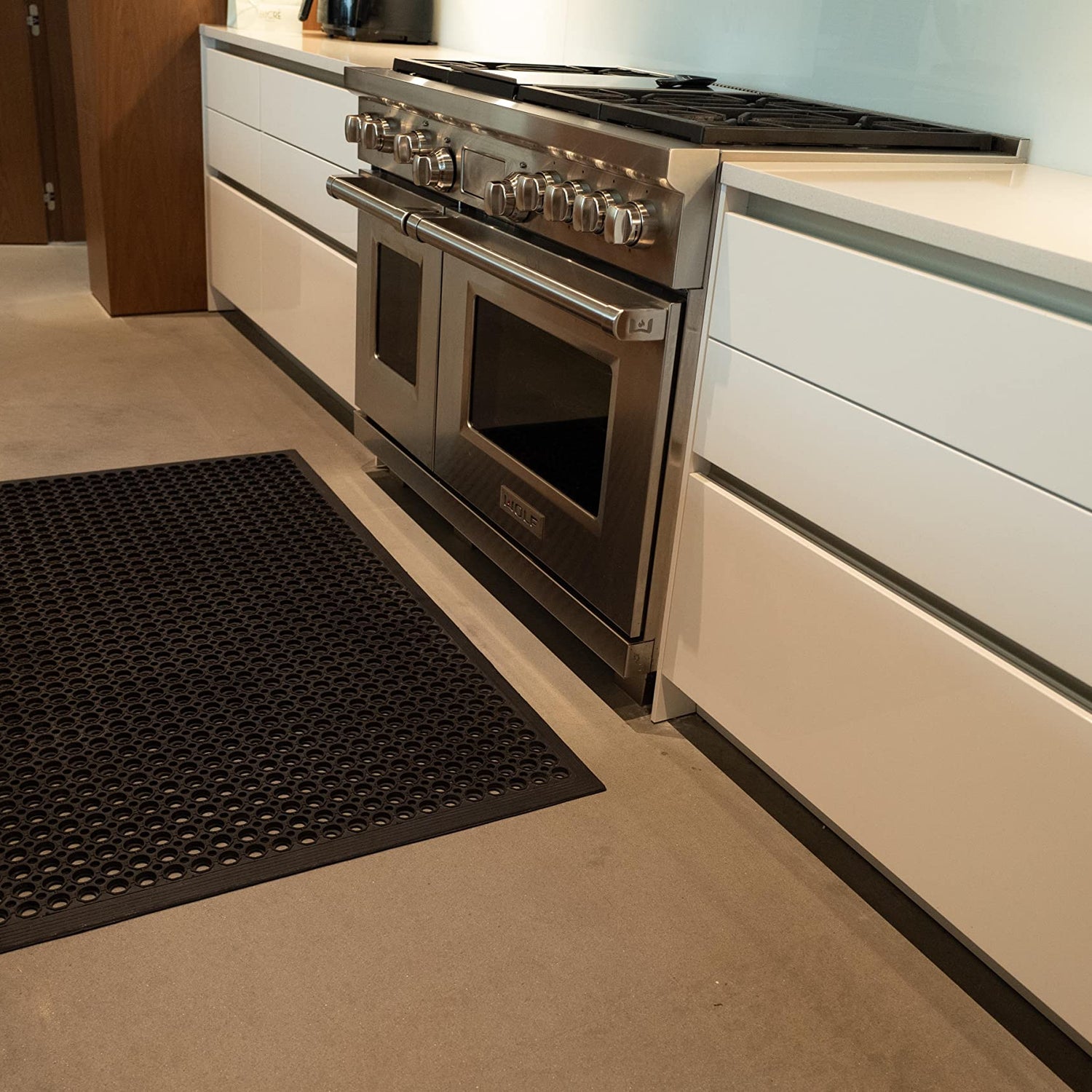 UNIMAT-Anti-Fatigue Outdoor Rubber Drainage with Non-Slip Backing Heavy Duty Mat for Restaurant Industrial Use-3'x 5' Black Mat-Ideal Bar Accessory UNIMAT Innovation in surfaces