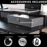 VIVO Electric 2-Tier Height Adjustable 63 x 55 inch Stand Up Corner Desk, L-Shaped Mobile Table with Memory Controller, Black Table Top, Black Frame, VIVO