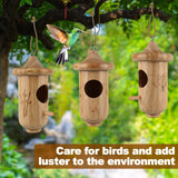 Hummingbird House for Outside Hanging, Wooden Hummingbird Gifts Nest 3 Pack with Hemp Ropes, Gardening Gifts Humming Bird Houses Home Decoration BESWORLDS