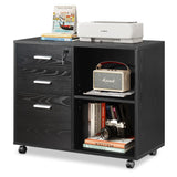 DEVAISE 3-Drawer Wood File Cabinet with Lock, Mobile Lateral Filing Cabinet, Black DEVAISE