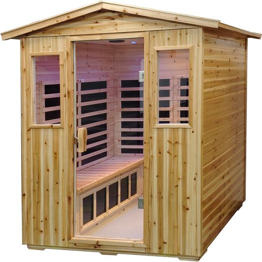 LTCCDSS Outdoor Far Infrared Sauna 4 Person | Withstand Temp -5℉-104℉, Outdoor Indoor Wooden Sauna Room for Home-12 Low EMF Boards-Canadian