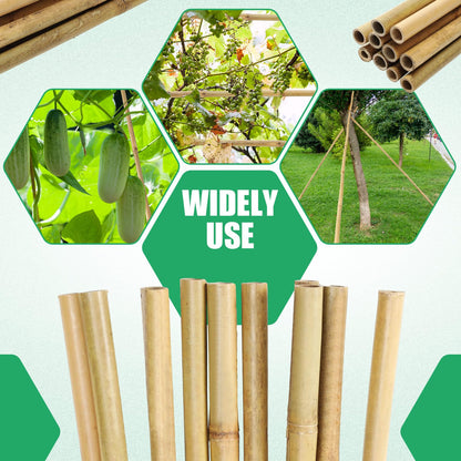 Suzile 10 Pcs Bamboo Poles 7ft x 1 Inch Bamboo Garden Stakes Bamboo Rods Garden Sticks Bamboo Plant Stakes for Beans Peas Cucumbers Fruiting Plants