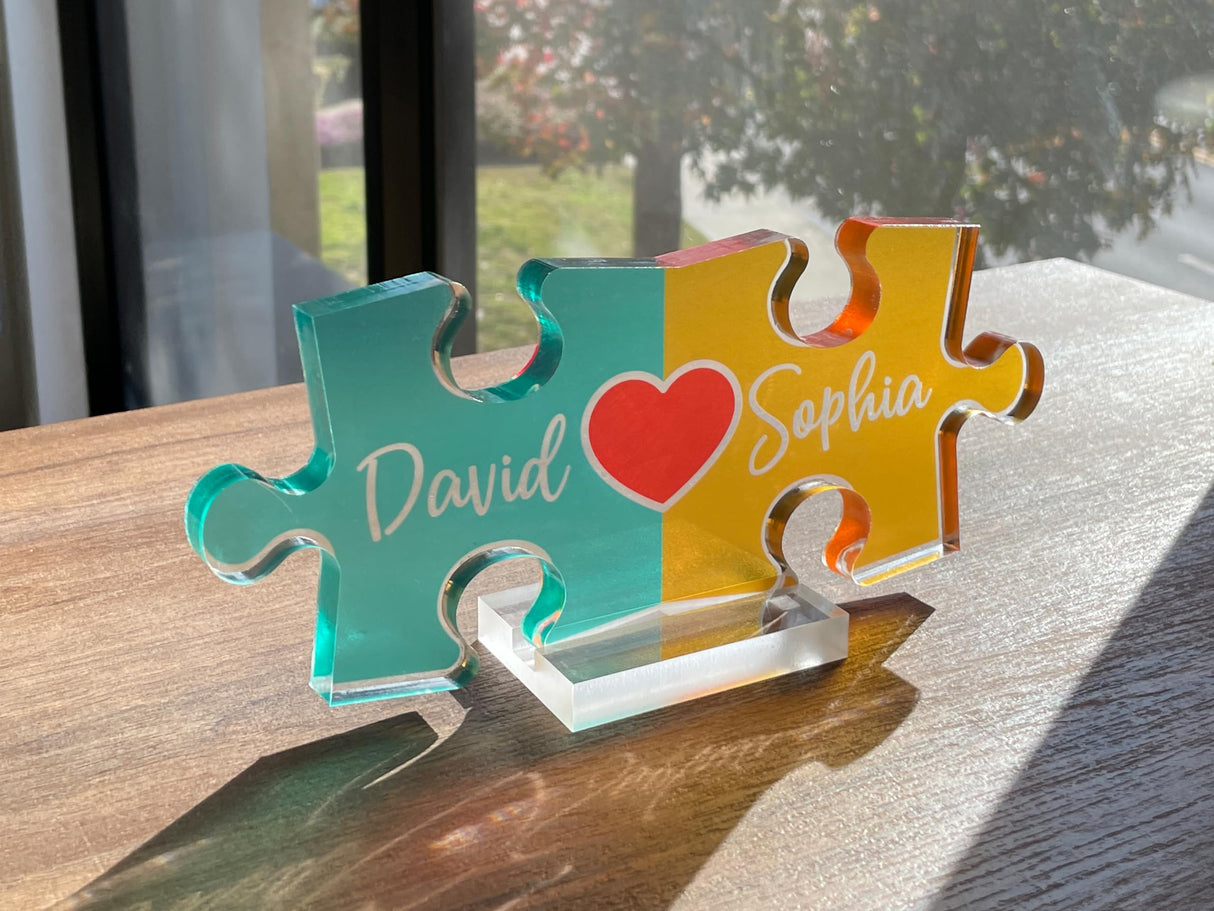 Personalized Puzzle Name Sign for Couples, Valentines Day Gifts for Her Him, 0.45in Thick Acrylic - Love Is The Piece That Holds Us Together, Amazing Items